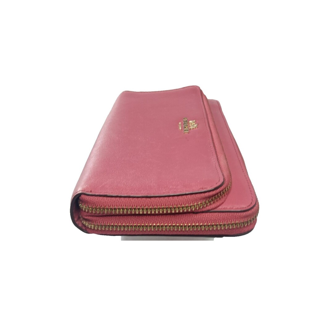 Vintage Coach Accordion Double Zip Wallet Smooth Leather Raspberry Red Y2K - Picture 8 of 12